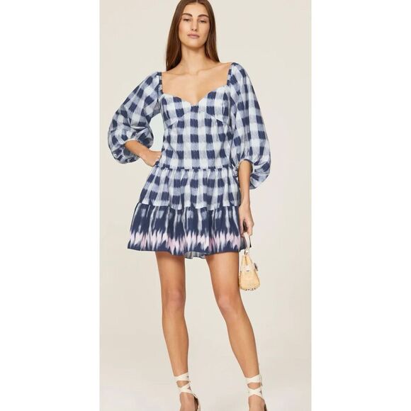 Sachin & Babi Kyle Check-Print Cutout Dress - Size Small Boho Girly - Picture 1 of 6